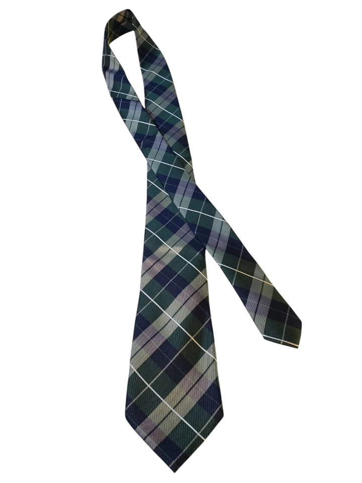 Nautica Junior Kids Tie Necktie Designer Luxury Green Blue White Plaid Church - Image 3 of 4