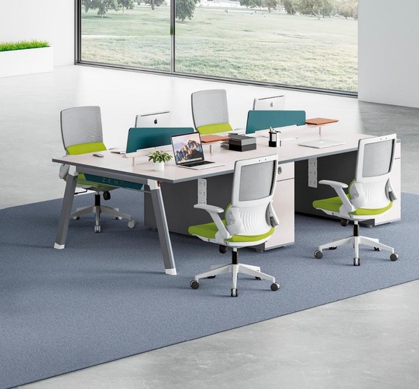 Grauer Arbeitstisch Designer Schreibtisch 4-Personen Edle Holz Tische-image