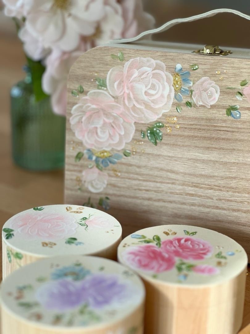 Boîte à bijoux en cuir véritable et velours de soie fait main