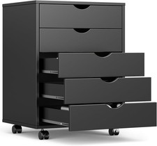 5 Drawer Mobile File Cabinet Under Desk Storage Organization W/ Wheels New