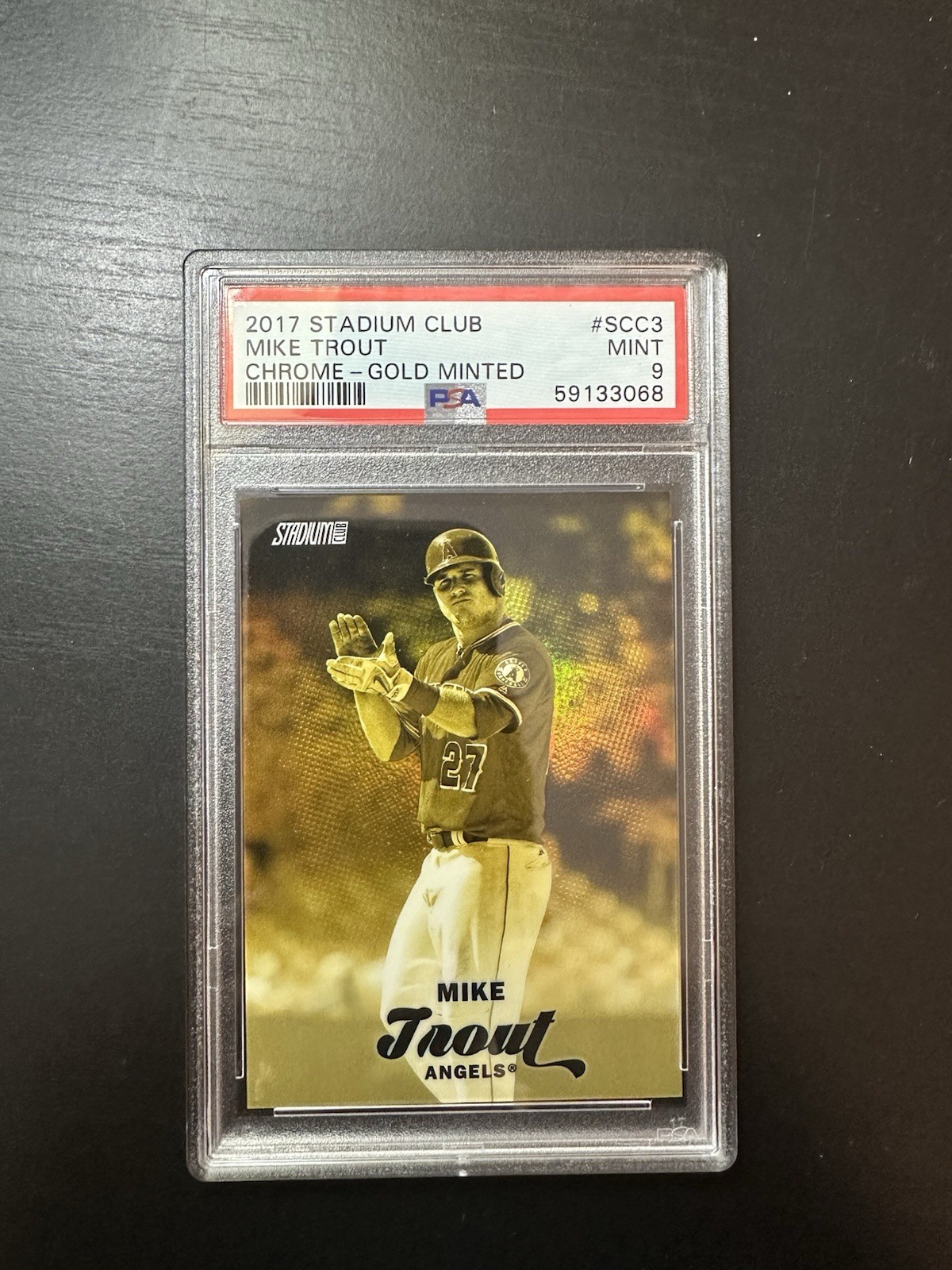 2017 Stadium Club Chrome Mike Trout #SCC-3 Gold Minted Refractor PSA 9 Angels