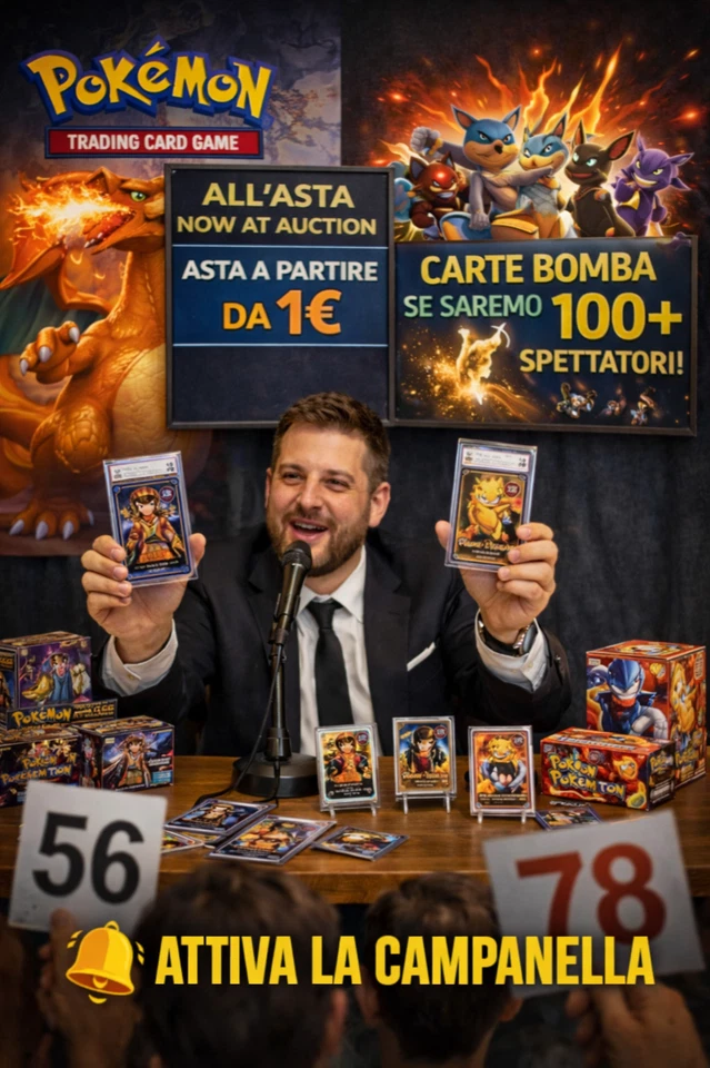 [LIVE] 🐋ASTE POKEMON⏲️30 Secondi 🔨Partenza 1€ 💣Bombe se 100+ Spettatori