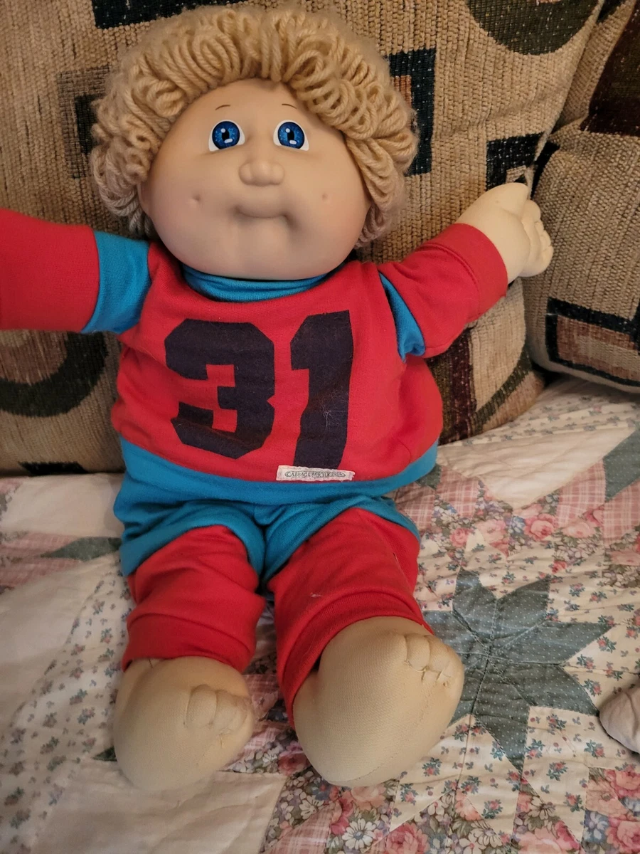 Vintage Cabbage Patch Boy Doll 1985 Wheat Hair 31 Football Outfit