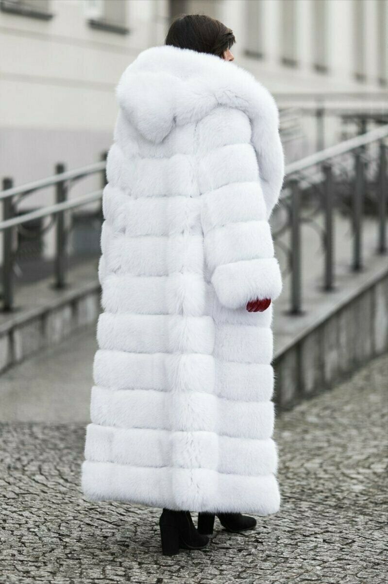 LUXURY WHITE fox Fur Full coat with Whole skins,long coat LUXURY WHITE fox Fur Full coat with Whole skins,long coat