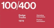 1978 Dodge 100/400 Truck Owners Manual User Guide Operator Book Fuses