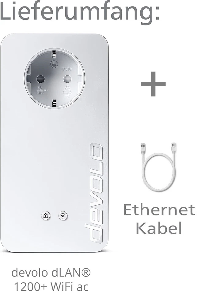 devolo dLAN 1200+ WiFi ac Powerline Einzeladapter Netzwerkadapter 9383 Extender - Bild 2 von 4
