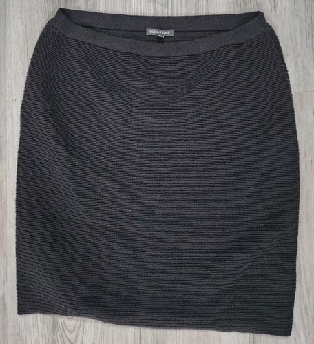 Eileen Fisher Rock schwarz strukturiert gerippt Wollmischung knielang XS - Bild 4 von 6