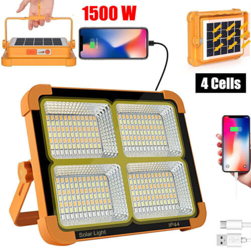 1500W Portable Outdoor Solar LED Flood Light Rechargeable Emergency Work Lamp AU - Picture 1 of 9