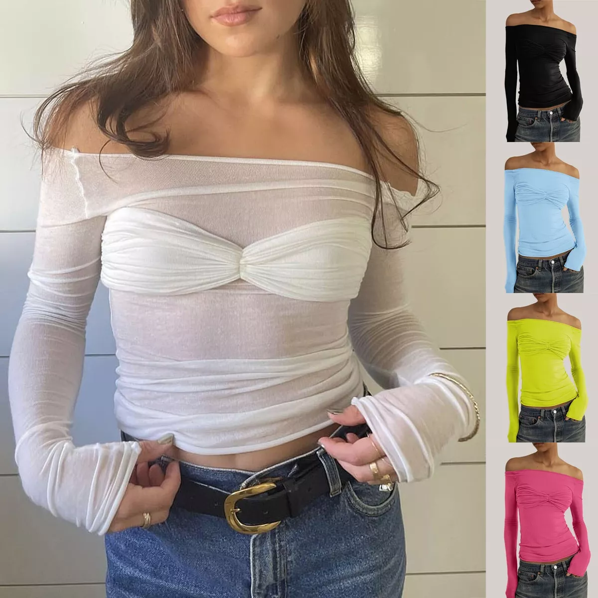 No shoulder long sleeve shirt sale