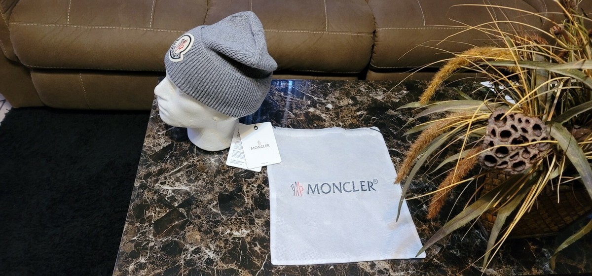 Moncler Men's Large-Logo Beanie Hat Charcoal | eBay