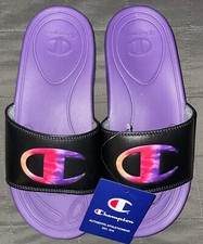 Women's Champion Slides Sandals, Size 6, Mega Slide, Tie Dye Black Purple, NIB