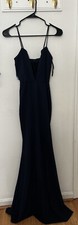 Windsor Prom Evening Plunging V Neckline Navy Blue Maxi Dress Size Small NWT