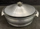 Vintage Flower Hand Hammered Forged Aluminum Covered Casserole Pyrex Dish