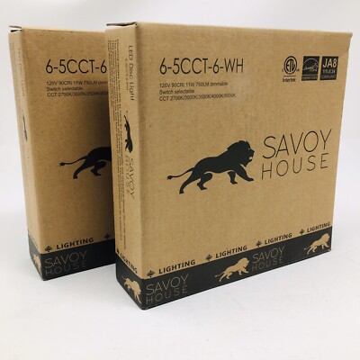 Lot Of 2 Savoy Essentials 1 Light 6'' LED Disc Light, White - 6-5CCT-6-WH