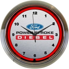 Ford Power Stroke Diesel Red Neon Wall Clock 15" Diameter 8FRDPS Neonetics