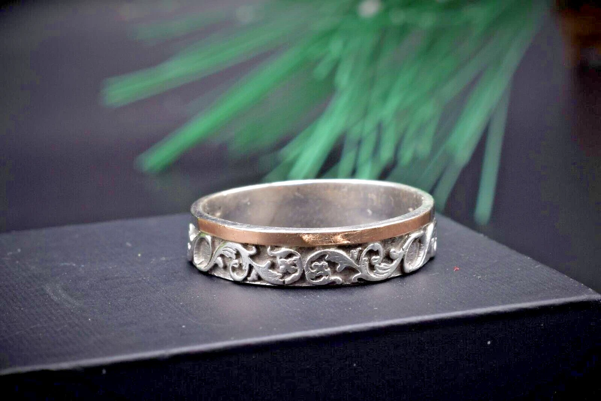 wedding ring Ukraine Rare STERLING SILVER 925 gold insert 375 9 ring size 9.5