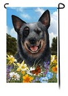 Summer Flowers Garden Flag - Blue Australian Cattle Dog Cattledog