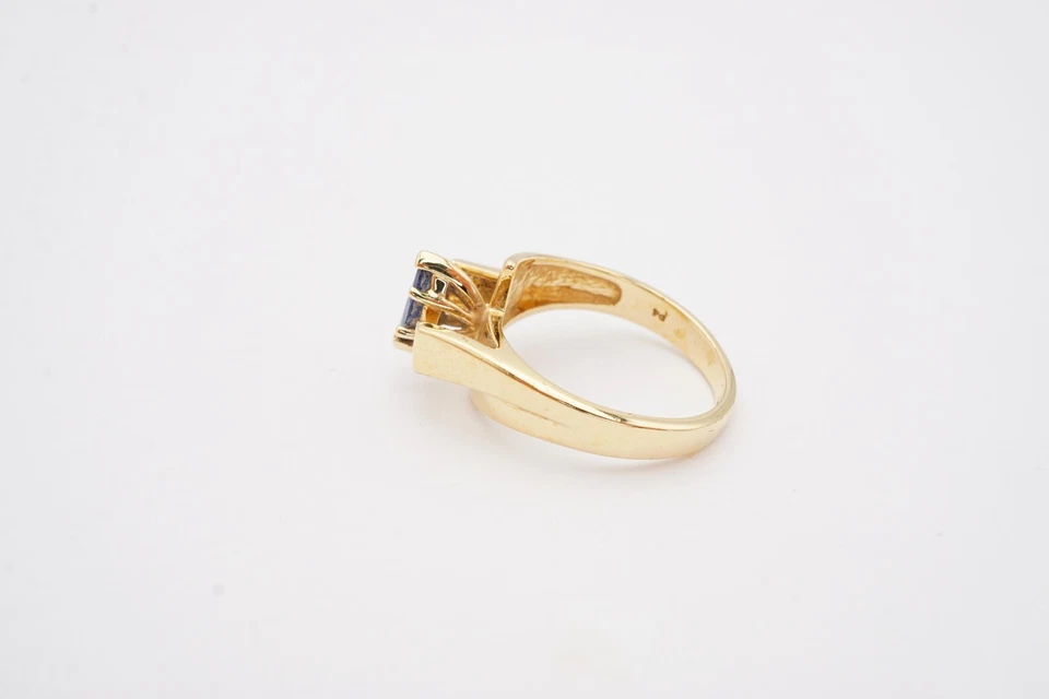 14k Yellow Gold Sapphire Ring Size 7 Alwand Vahan Foto 3 de 4