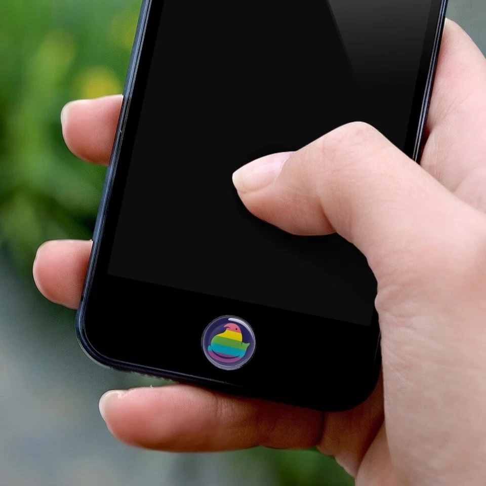 Rainbow Striped Peep Home Button Stickers Fit Apple iPhone - Image 3 of 3