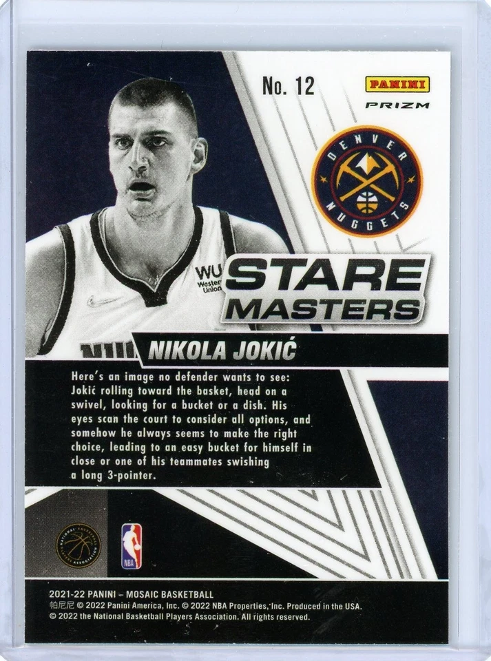 2021-22 Panini Mosaic Nikola Jokic Mosaic Prizm Stare Masters #12 Nuggets - Image 2 of 2