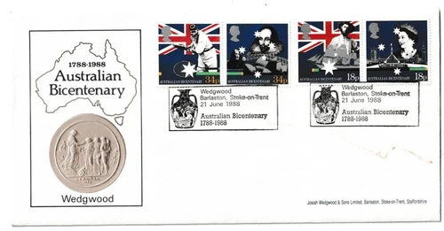 21/6/1988 UK GB FDC - Australian Bicentenary - Wedgwood - Barlaston Special P/M
