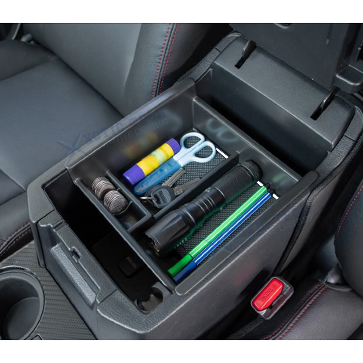 Center Armrest Storage Box Organizer W/ Bottom Divider – For Toyota 4Runner 2010-2023 (Xotic Tech, Matte Black)