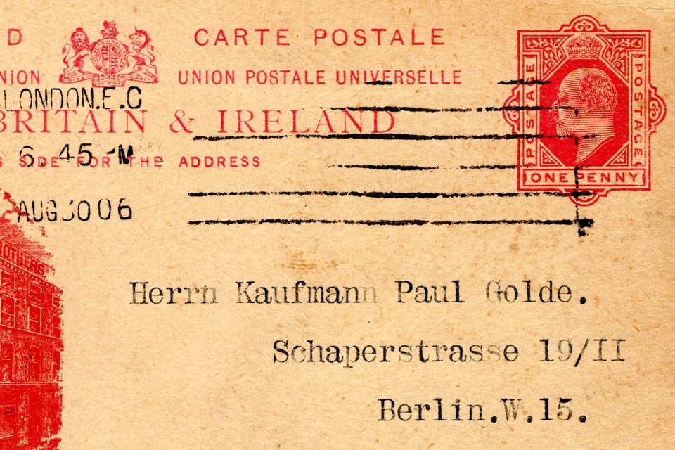 GB KEVII ADVERT Stationery UPU Card ILLUSTRATED *WEBSTER TEA* 1906 Germany E102a - Image 4 of 4