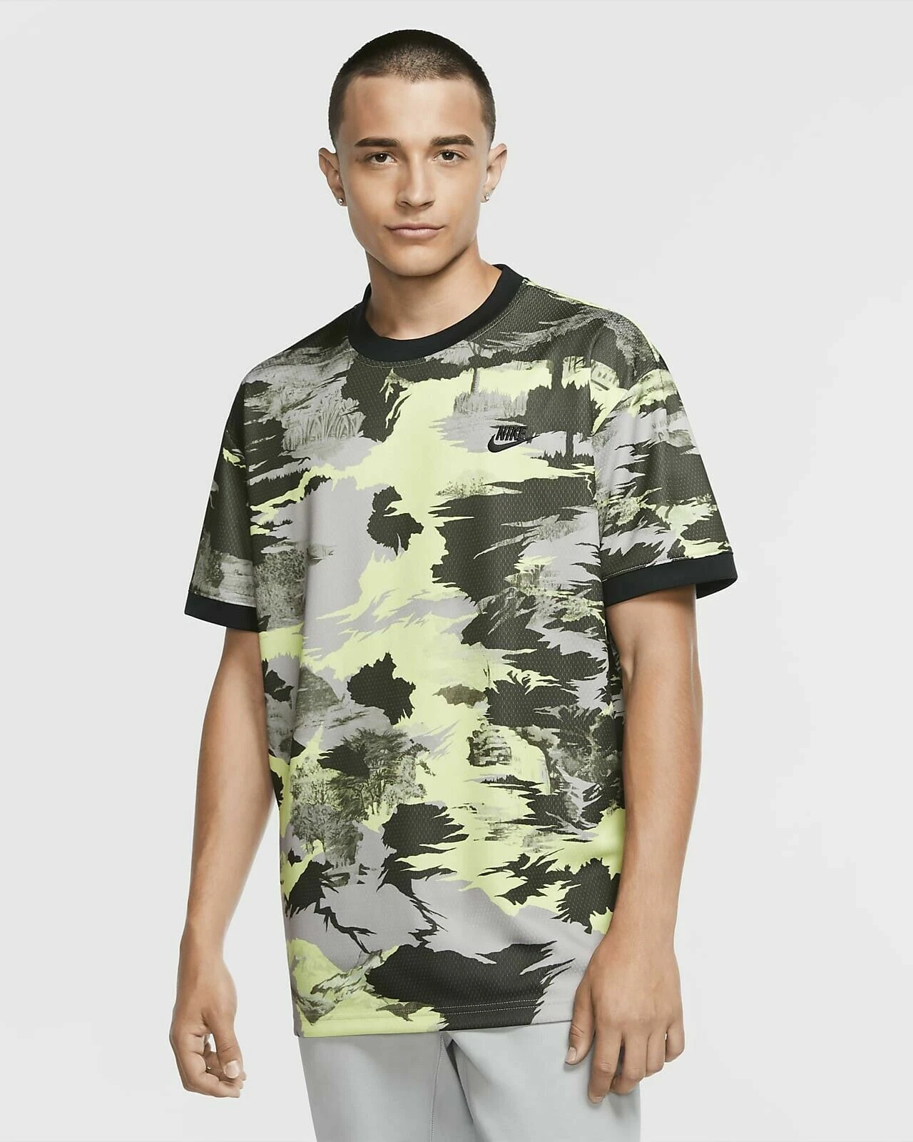 Nike Sportswear Men's Large Short Sleeve Hype Hike Top Camo CU4218 701 NWT $100