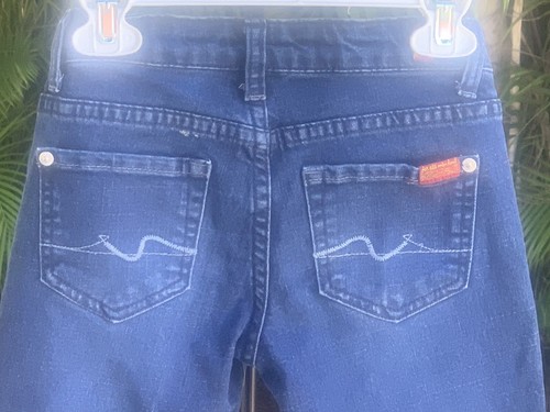 7 For All Mankind blue denim SLIMMY Skinny Jeans~girl's size 6~distressed~ - Picture 7 of 16