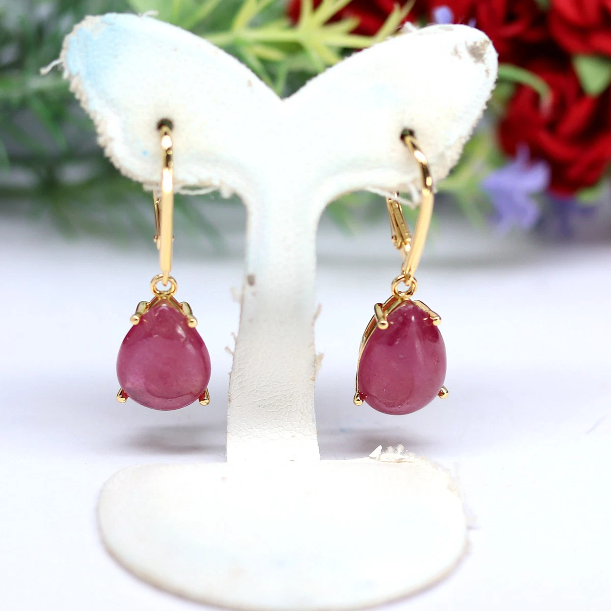 Lab Created Green Onyx Cultured Pearl and Cabochon Ruby Earrings 925 Fine  Silver | eBay