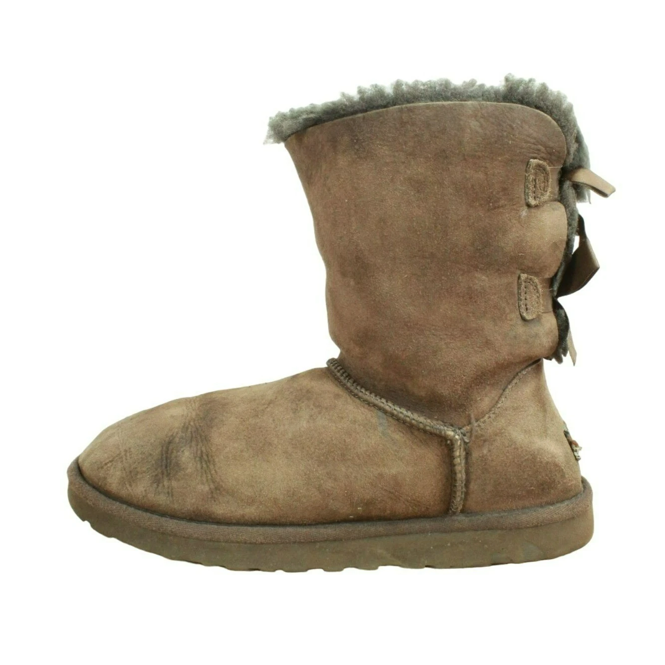 Stivali invernali UGG Australia Bailey Bow donna marroni scamosciati foderati in shearling taglia 8