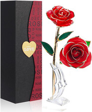 Gold Dipped Rose 24K Red Gold Plated Rose - Everlasting Long Stem Real Rose Exqu