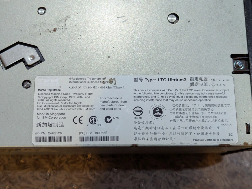 IBM LTO Ultrium3 Tape Drive P/N 24R2126 - Image 2 of 4