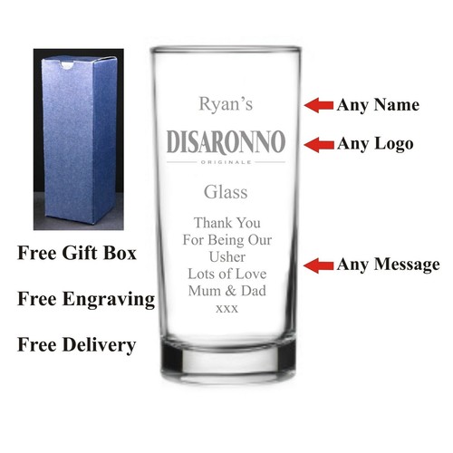 Personalised Hi Ball Disaronno Glass, Birthday Gift 18th 21st 30th 40th 50th - Picture 3 of 6