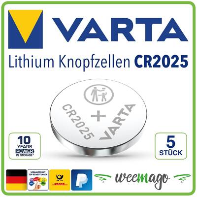 Varta CR2025 Lithium Knopfzelle Knopfbatterie 5er Pack