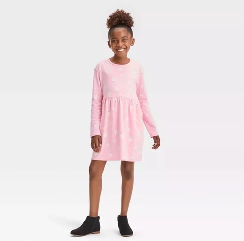 Girls Cat & Jack HALLOWEEN Ghosts Knit Dress Size Large (10-12) Pink NWT