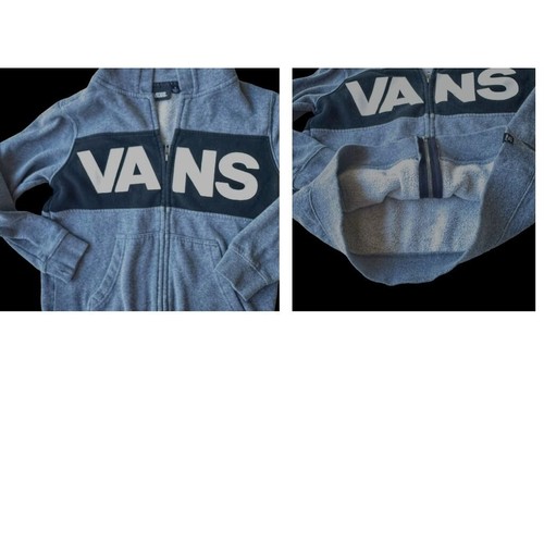 Vans Off The Wall Hoodie Unisex Sz S Gray White Sweatshirt Skakeboard Zip Pocke - Picture 11 of 12