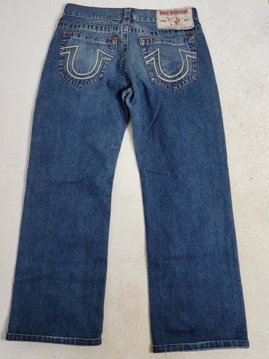 TRUE RELIGION Bobby Super T Blue Jeans Men's 36x34 Straight TRUE RELIGION Bobby Super T Blue Jeans Men's 36x34 Straight