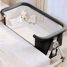 4-in-1 Baby Bassinet Bedside Sleeper Portable Crib Adjustable Height Dark Grey