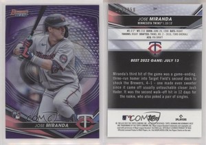 2022 Bowman's Best Purple Refractor /250 Jose Miranda #59 Rookie RC