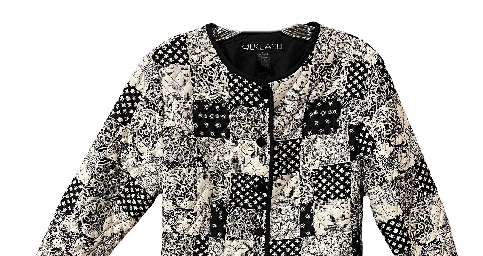Silkland Patchwork Jacket Small 100% Silk Quilted… - image 1