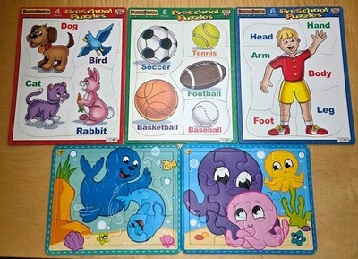 5 Preschool Puzzles Ages 1-1/2+ Cardboard 4-12 Pieces Toddlers Child PuzzlePatch