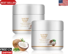 Facial Depilatory Cream, Coconut Hair Remover 2PC Upper Lip and Chin for Women F