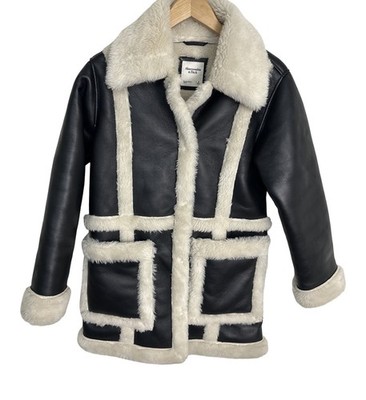 Abercrombie & Fitch Womans Faux Shearling Faux Leather Black