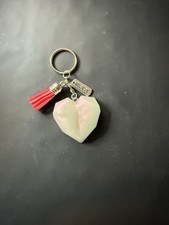Red Pearl Heart Keychain With Tassel And believe Charm