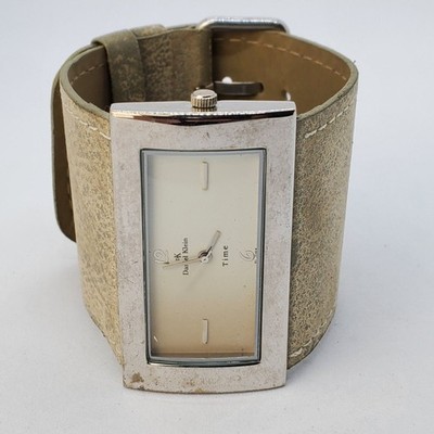 Daniel Klein 50MM Women's Watch Tan Dial Wide Cuff Leather Bands New Battery