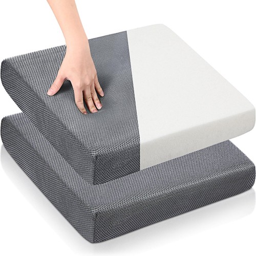 2 Pcs Large Memory Foam Seat Cushion 18 x 16 x 3 Inch Breathable Chair Pad Cu...