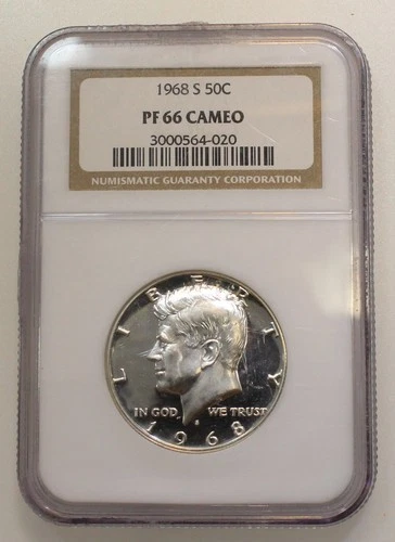 1968 50C KENNEDY SILVER HALF DOLLAR NGC PF66 CAMEO