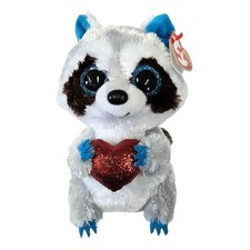 TY Beanie Boos - THIEF the Valentine's Raccoon Glitter Eyes 6 inch - MWMTs