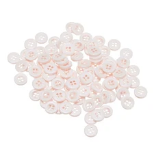 100pcs Resin Sewing Buttons 3/8" Round Flat 4-Hole Craft Buttons, Pink